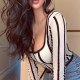 European and American women's summer tops. 2025 new, niche, striped, versatile, slim-fitting, sexy, long-sleeved T-shirt. Wholesale.