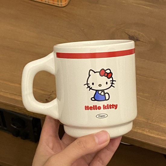 Homemade niche, minimalist blue line puppy mug with flip-top, contrasting color, couple's coffee cup and water cup, 270ml.