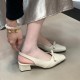 A pearl! High-end white women's flip-flops, 2023 summer thong stiletto high heels.