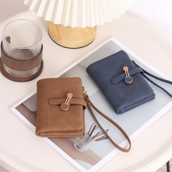 Lianbu new Japanese and Korean style, fresh and simple, zippered and clasp, short multifunctional card holder, handbag, student coin purse. Lianbu new Japanese and Korean style, fresh and simple, zippered and clasp, short multifunctional card holder, handbag, student coin purse.