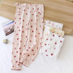 Adjustable maternity cotton pajama pants, thin, large-size, spring and summer, maternity postpartum pajamas, suitable for outerwear in the summer.