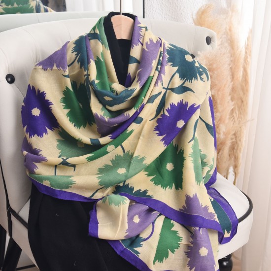 Faux cotton and linen silk scarves for women, fashionable, thin, pastoral style, floral print, high-end, elegant shawls for spring and summer Faux cotton and linen silk scarves for women, fashionable, thin, pastoral style, floral print, high-end, elegant shawls for spring and summer