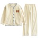 Couple flannel pajamas, simple, long-sleeved, plush, warm, two-piece loungewear set for men and women for autumn and winter