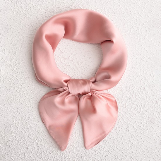 Solid color 70s square scarves, simple everyday silk scarves for women, stylish and minimalist for commuting Wholesale silk scarves in various colors