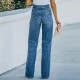 Factory direct sales, 2022 autumn new high-waisted jeans for women Washed and ripped wide-leg European and American denim trousers