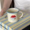 2024 New Year red flip-top ceramic mug, simple cartoon car water cup and coffee cup gift