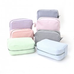 Cross-border seersucker cosmetic bag, Indian-style striped portable storage bag, Mississippi trend travel storage bag