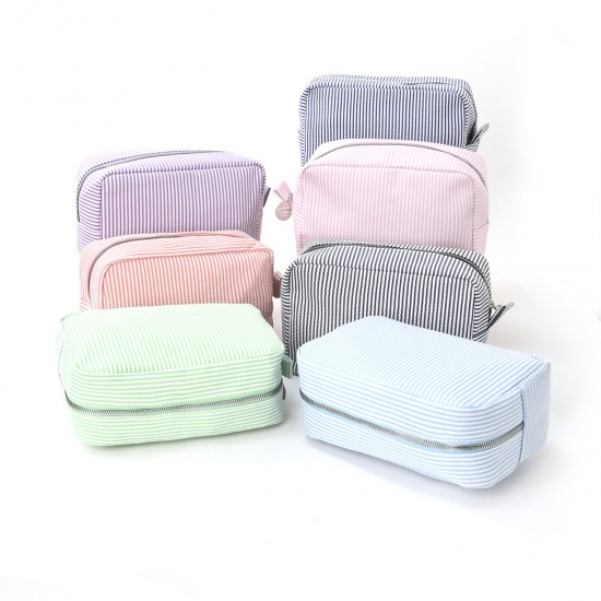 Cross-border seersucker cosmetic bag, Indian-style striped portable storage bag, Mississippi trend travel storage bag
