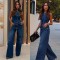Amazon AliExpress cross-border European and American 2025 spring and summer new sleeveless women's clothing. Fashionable wide-leg denim vest set