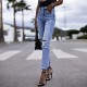 2025 Spring Amazon Factory-Shop European and American Stretch Ripped Women's Straight-Leg Skinny Hip-Lifting Fashion Jeans