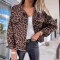 2025 new European and American spring and autumn denim jackets, leopard print, long-sleeved, short, loose-fitting, casual jackets for women, now in stock.