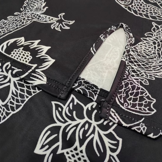 New Summer European and American Retro Button Slit Miniskirt Women's dragon-print retro high-necked waisted cheongsam New Summer European and American Retro Button Slit Miniskirt Women's dragon-print retro high-necked waisted cheongsam
