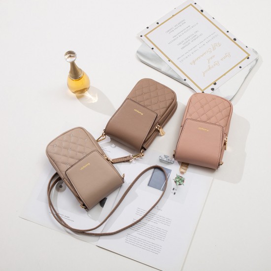 Guangzhou Bag 2024 hot-selling women's phone bag, fashionable crossbody shoulder bag, diamond-patterned embroidered women's double-layer PU wallet Guangzhou Bag 2024 hot-selling women's phone bag, fashionable crossbody shoulder bag, diamond-patterned embroidered women's double-layer PU wallet
