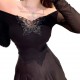 Mesh patchwork off-the-shoulder long-sleeved top for women, summer pure and sexy short black butterfly hollow T-shirt. Mesh patchwork off-the-shoulder long-sleeved top for women, summer pure and sexy short black butterfly hollow T-shirt.