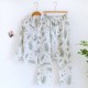 Women's Pajamas, Pure Cotton Plaid Air-layer quilted couple's thickened, warm autumn and winter loungewear, loose and casual trousers.