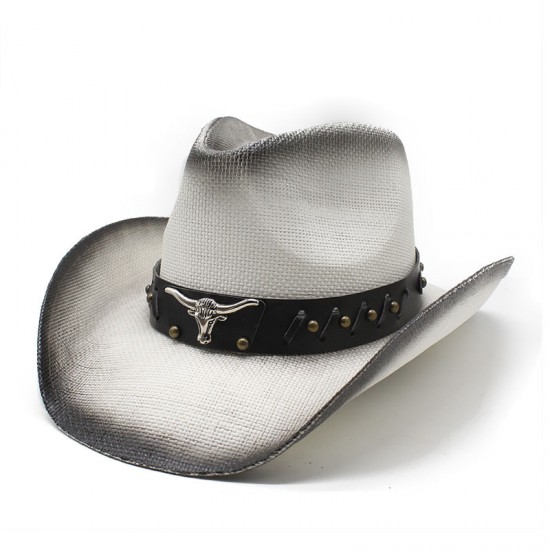 Western cowboy hat, spring and summer, horseback riding, beach, and vacation hat, hard straw hat for sun protection Western cowboy hat, spring and summer, horseback riding, beach, and vacation hat, hard straw hat for sun protection