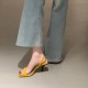 Women's square-toed, open-toe sandals, summer French-style, stiletto, slingback black high heels with skirts.