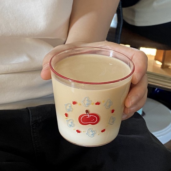 Homemade vintage Instagram high-stem glass, retro French romantic dessert cup, niche minimalist milk cup, heat-resistant.
