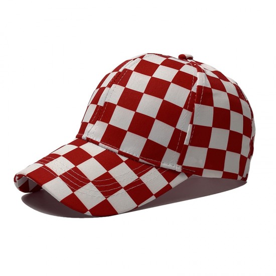 Cross-border new sports baseball cap, a stylish, unisex checkerboard peaked cap, a trendy outdoor sun protection hat.