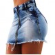 High-waisted 2025 summer new cross-border zippered denim miniskirt for women, stretch-fitting, ripped hip skirt