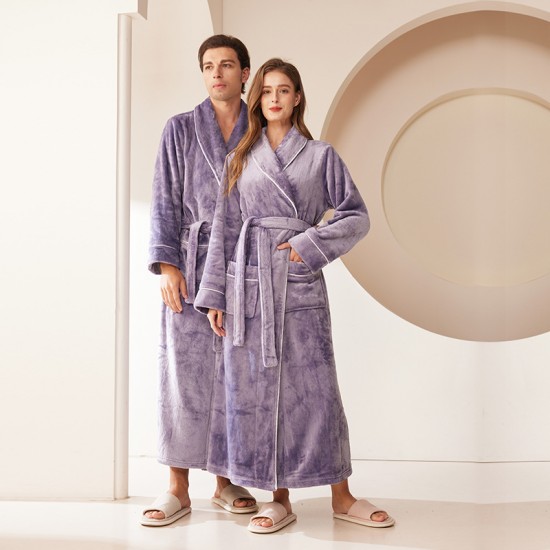 Autumn/Winter Comfortable Cotton Fleece Nightgown for Women, Thickened Coral Fleece Pajamas, Plus-Sized Bathrobe with Ankle Length