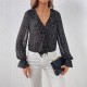 Fashionable ruffled polka dot V-neck shirt for women. 2025 Summer New French-Style, Age-Reducing Patchwork Top for Women