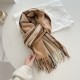 Korean classic plaid faux cashmere scarves for women, fashionable and versatile thin warm neckbands for outerwear. Korean classic plaid faux cashmere scarves for women, fashionable and versatile thin warm neckbands for outerwear.