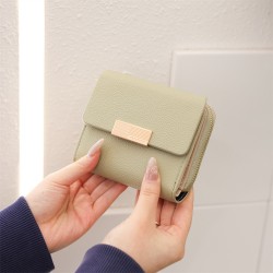 2025 New Women's Wallet, Japanese and Korean Fresh PU Tri-Fold Zipper, Multi-Function Large-Capacity Wallet, Wholesale