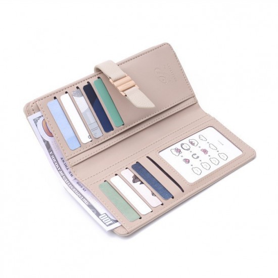 Lianbu New Women's Wallet, Long PU Leather Bi-Fold Wallet, Luxury European and American Multifunctional Clutch Lianbu New Women's Wallet, Long PU Leather Bi-Fold Wallet, Luxury European and American Multifunctional Clutch