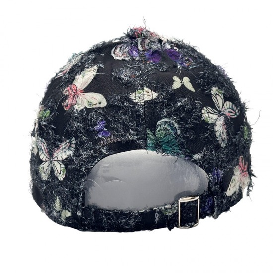 Ethnic-style hat for women, summer sun protection, perfect for travel and shopping, butterfly-printed hardtop baseball cap for women.