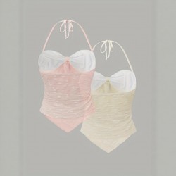 2025 Spring/Summer New Simple Elastic Waist Pants with Contrast Stripes and Ruffled Ruffles, Sexy Tank Top and Shorts Set