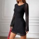 Sequined, long-sleeved, short skirt. Cross-border, European and American, elegant, slim-fitting, sexy, mesh, high-waisted, backless, waist-cinching dress. Sequined, long-sleeved, short skirt. Cross-border, European and American, elegant, slim-fitting, sexy, mesh, high-waisted, backless, waist-cinching dress.