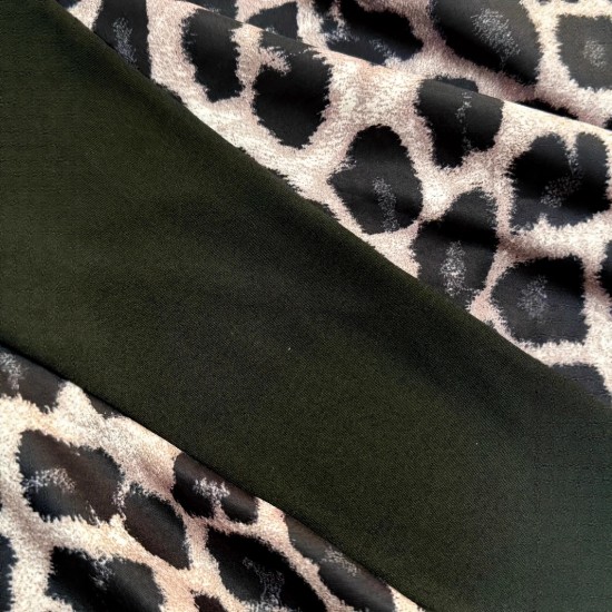 2025 new cross-border European and American women's short skirt, stylish and elegant leopard print patchwork, slim-fitting, long-sleeved dress
