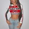 Motorcycle girl long-sleeved slim-fitting T-shirt top