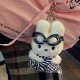 Cute Miffy bunny striped scarf plush bag charm, Japanese pilot bunny keychain charm. Cute Miffy bunny striped scarf plush bag charm, Japanese pilot bunny keychain charm.