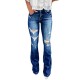 Factory direct sales: European and American cross-border Amazon independent platform new high-waisted ripped jeans for women Slightly flared casual pants