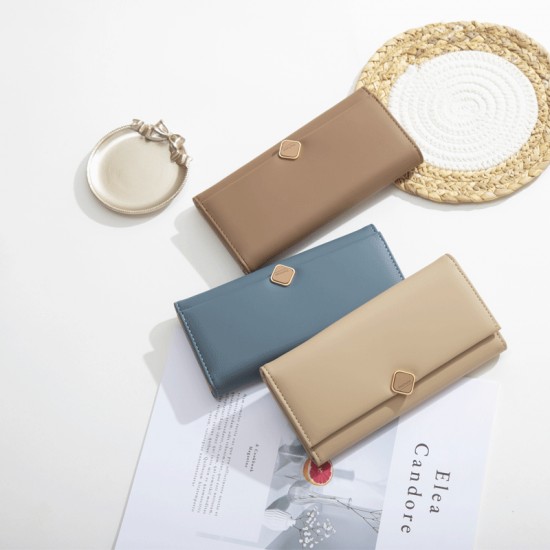 Pruti's new women's wallet, solid color, fresh and stylish PU wallet, simple and versatile European and American style