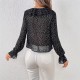 Fashionable ruffled polka dot V-neck shirt for women. 2025 Summer New French-Style, Age-Reducing Patchwork Top for Women