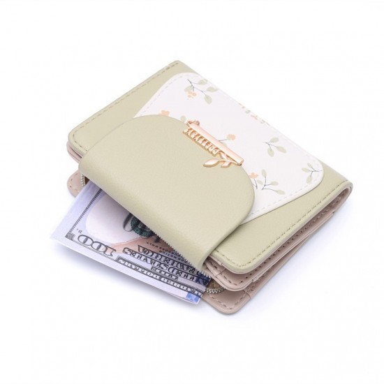 Cross-border foreign trade new short Korean-style PU leather small wallet, printed buckle foldable coin coin wallet. Zippered Student Coin and Card Holder Cross-border foreign trade new short Korean-style PU leather small wallet, printed buckle foldable coin coin wallet. Zippered Student Coin and Card Holder