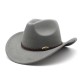 New American Western cowboy hat, men's riding hat, outdoor travel equestrian hat, curved brim woolen hat.