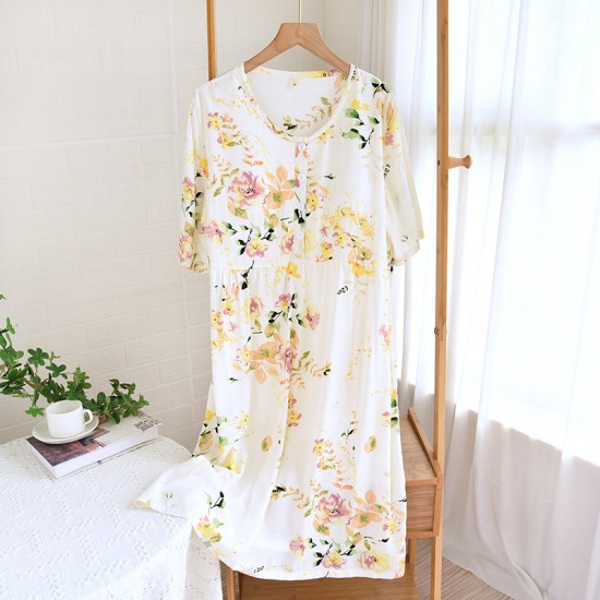 Women's nightgown, pure cotton gauze suspender bath skirt, thin summer mid-length loungewear, soft and breathable.