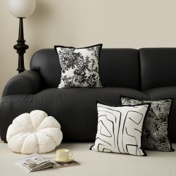 Black, lightly luxurious, vintage-style, high-quality embroidered pillowcases, Instagram-style, Nordic living room sofa and bed back cushions.