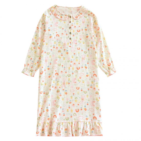 Women's flannel nightgown, thickened and warm for autumn and winter, with a fleece hood and a cute solid-color coral fleece bathrobe.