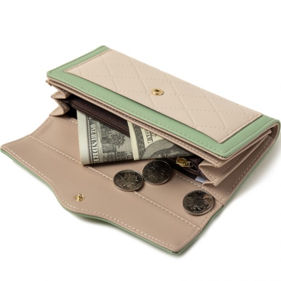 Factory wholesale women's long wallet, 2022 new Japanese and Korean soft PU leather, stylish, simple, buckle, clutch, tri-fold bag Factory wholesale women's long wallet, 2022 new Japanese and Korean soft PU leather, stylish, simple, buckle, clutch, tri-fold bag