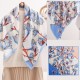 Spring/Summer new printed silk scarf, camellia 90s large square scarf, wholesale women's sunscreen silk scarf, scarf accessories