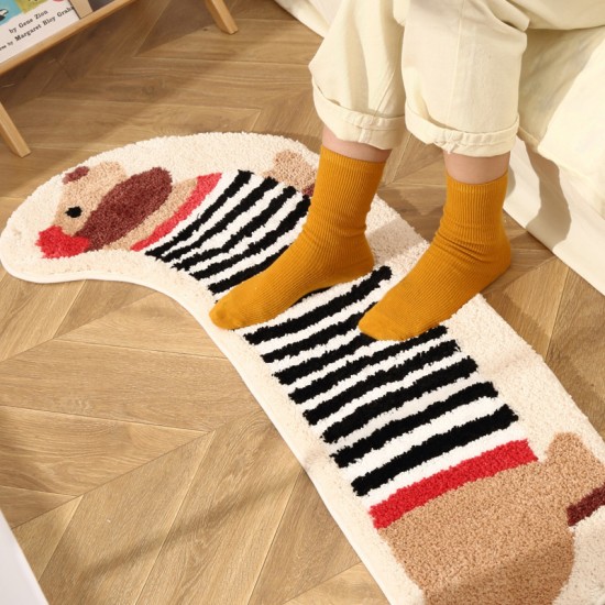 Cute puppy-shaped bedroom bedside rugs, long strips, children's room floor mats, flocked mats for seating and flooring Cute puppy-shaped bedroom bedside rugs, long strips, children's room floor mats, flocked mats for seating and flooring