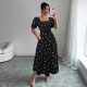 New cross-border short-sleeved bow-knot maxi dress, slim waist, printed European and American short-sleeved bow dress. New cross-border short-sleeved bow-knot maxi dress, slim waist, printed European and American short-sleeved bow dress.