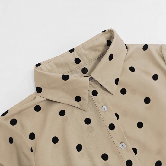 Fashionable polka-dot shirt for women, 2025 summer new European and American style, elegant commuter design, loose-fitting button-down long-sleeved top.