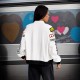 European and American women's autumn/winter 2025 new streetwear long-sleeved jacket with personalized lettering, zippered, stand-up collar. European and American women's autumn/winter 2025 new streetwear long-sleeved jacket with personalized lettering, zippered, stand-up collar.