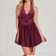 2025 European and American cross-border women's clothing: Amazon new solid color V-neck, waisted sexy sleeveless dress with belt.